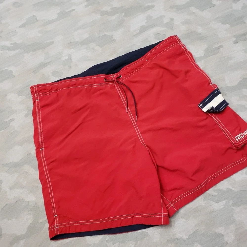 Vintage Tommy Hilfiger Trunks Shorts Mens‎ Medium Red Pocket Y2k